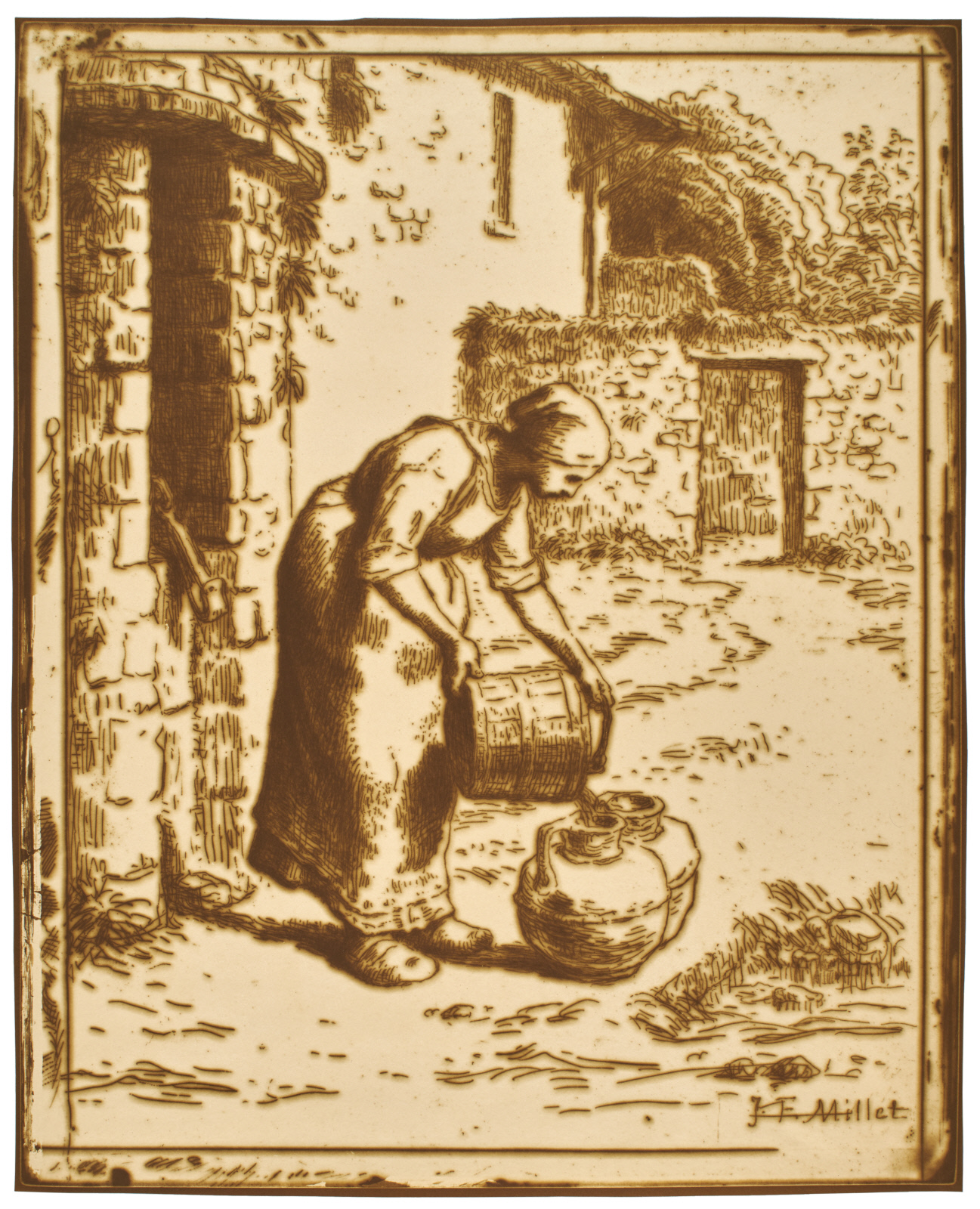 WOMAN EMPTYING A BUCKET (FEMME VIDANT UN SEAU)