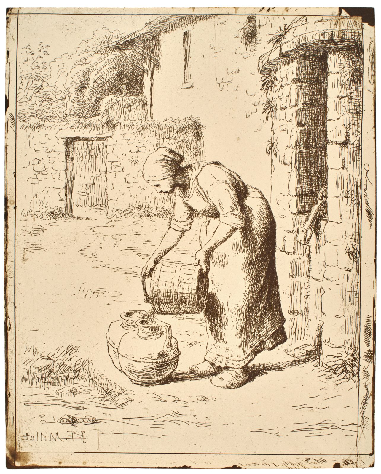 WOMAN EMPTYING A BUCKET (FEMME VIDANT UN SEAU)