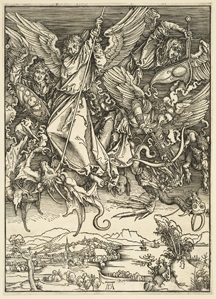 Saint Michael Fighting the Dragon (recto), from The Apocalypse